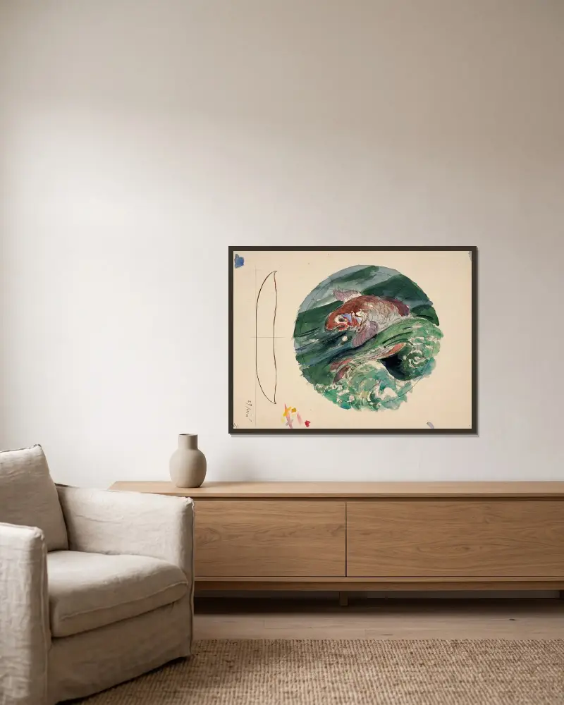 Fish von Félix Bracquemond gerahmt an einer Wand