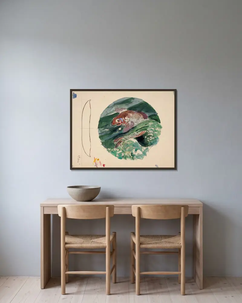 Fish von Félix Bracquemond gerahmt an einer Wand