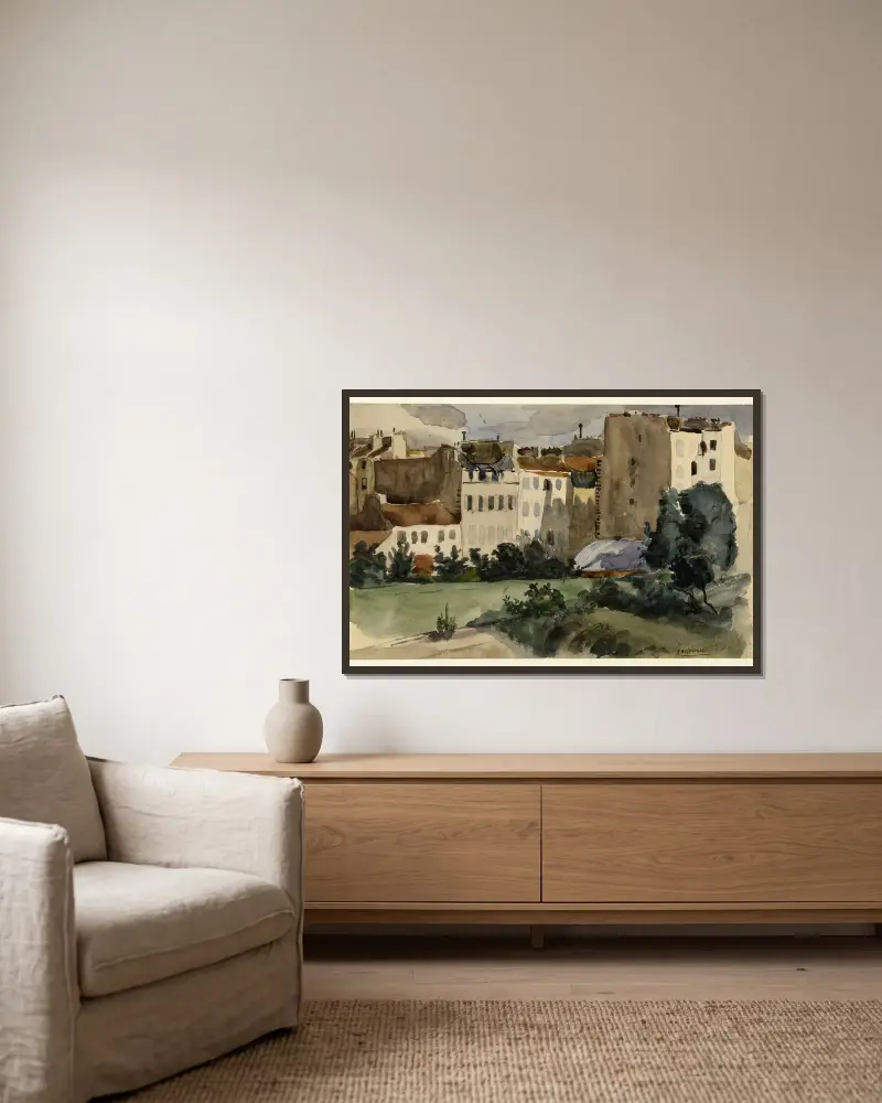 Die Rue Rousselet von Félix Bracquemond gerahmt an einer Wand