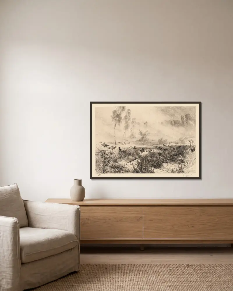 Morgendunst von Félix Bracquemond gerahmt an einer Wand