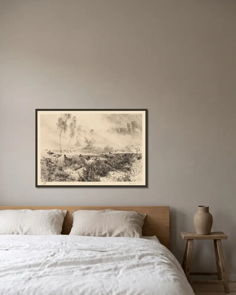 Morgendunst von Félix Bracquemond gerahmt an einer Wand