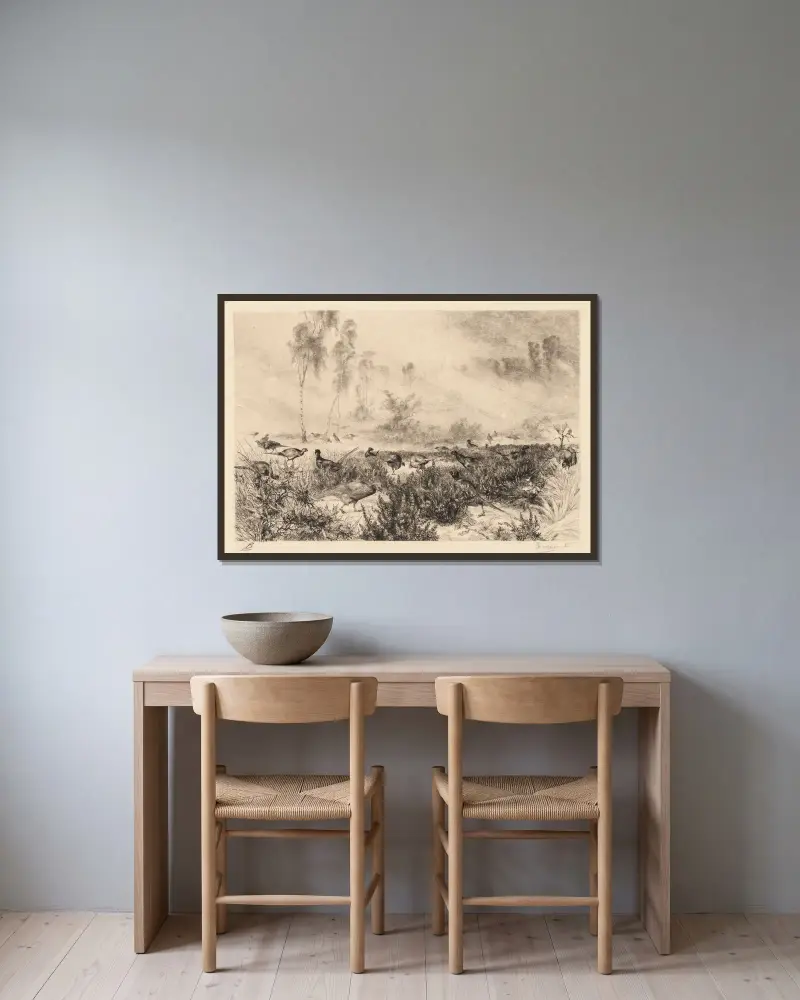 Morgendunst von Félix Bracquemond gerahmt an einer Wand