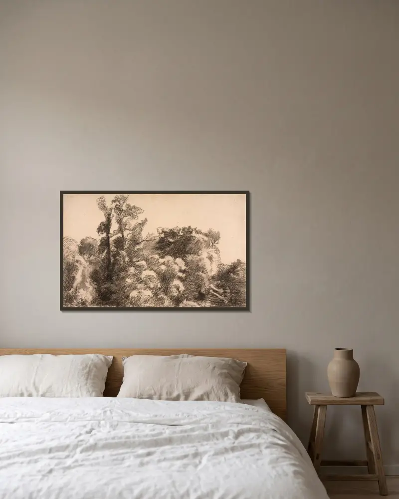 Paysage von Félix Bracquemond gerahmt an einer Wand