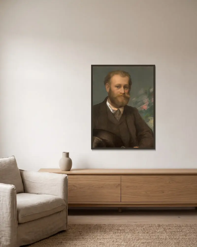 Porträtt av Édouard Manet av Félix Bracquemond inramad på en vägg