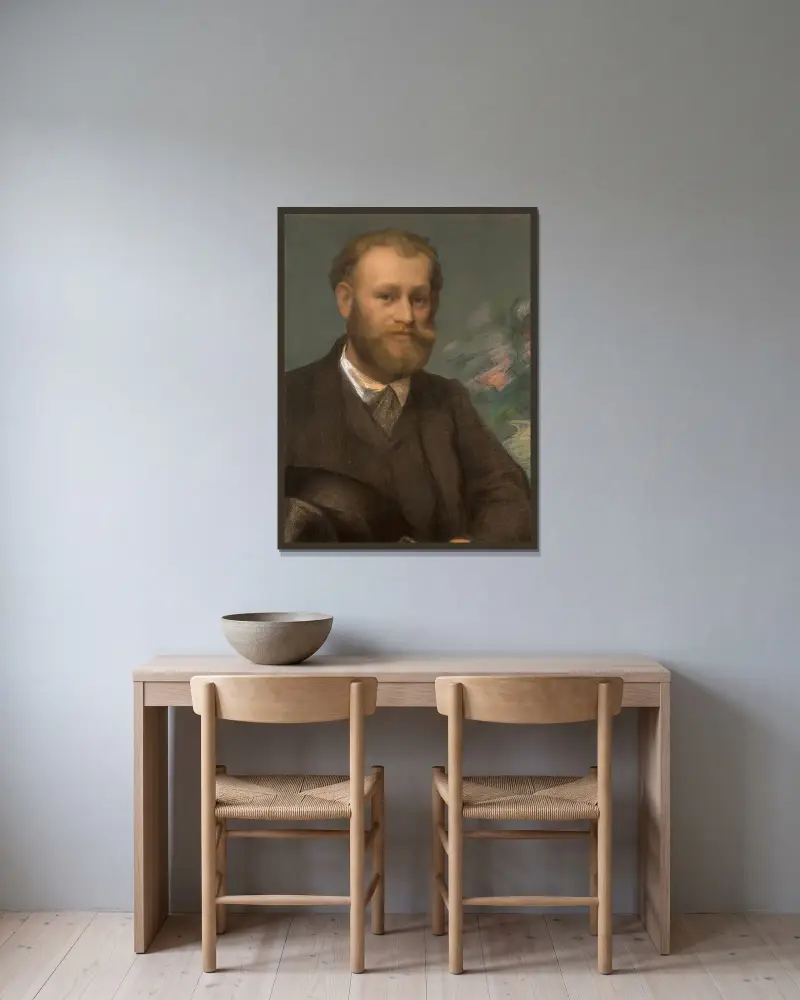 Porträtt av Édouard Manet av Félix Bracquemond inramad på en vägg