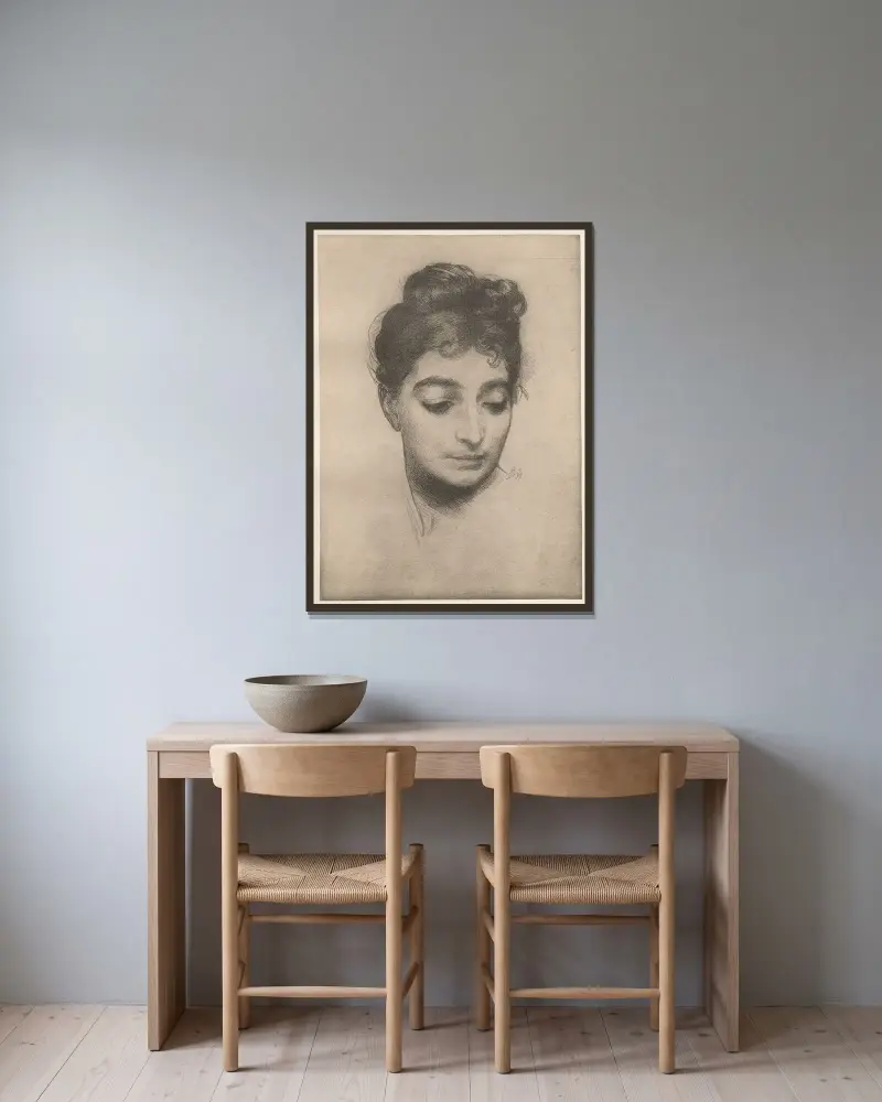 Portrait von Félix Bracquemond gerahmt an einer Wand