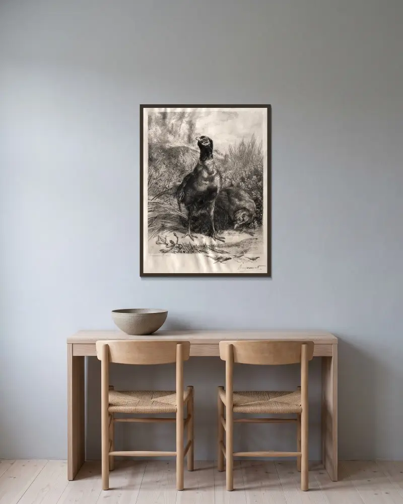 Bažanti, Félix Bracquemond v rámu na stěně