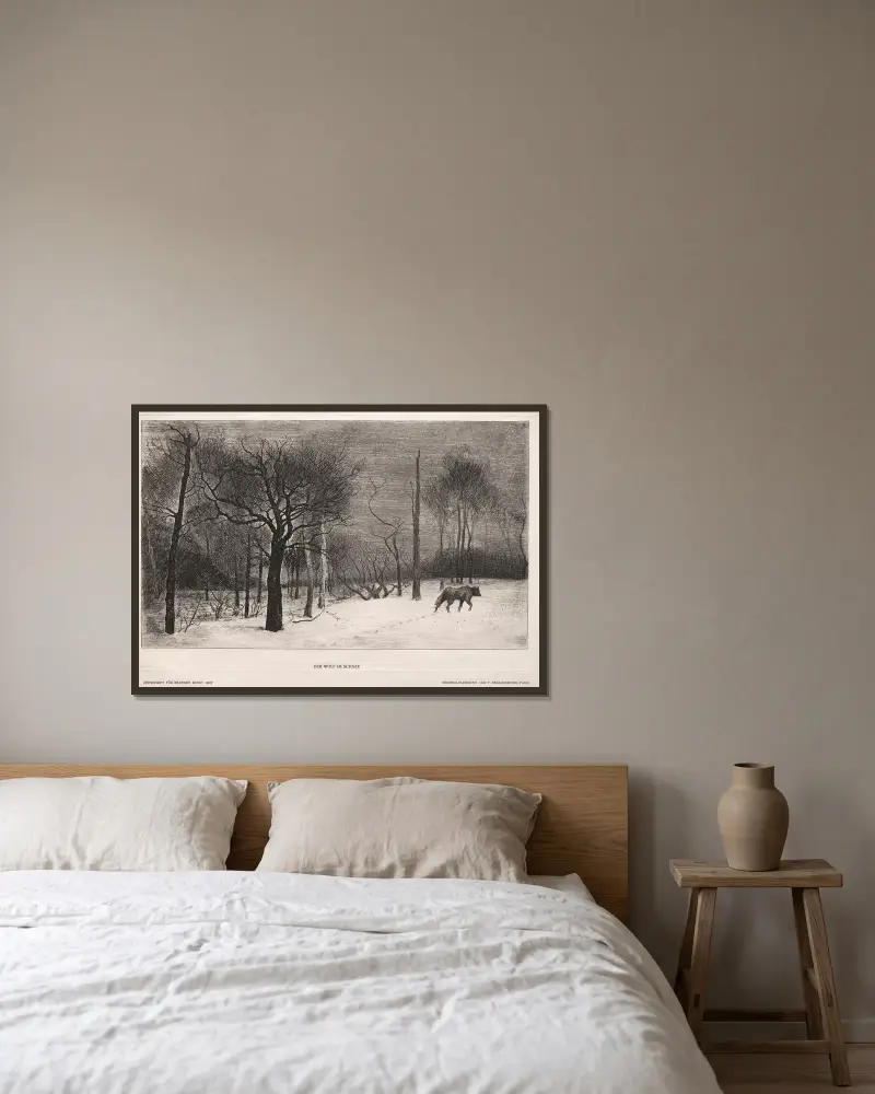 Vinter av Félix Bracquemond inramad på en vägg
