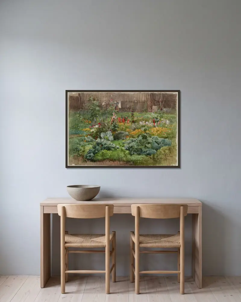 Un jardin fleuri au Grand-Montrouge av Félix Brard inramad på en vägg