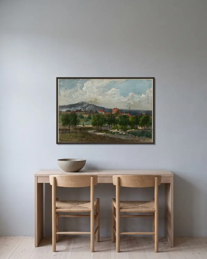 Vue de la porte de Vanves prise de la rue de Bagneux au Grand-Montrouge av Félix Brard inramad på en vägg