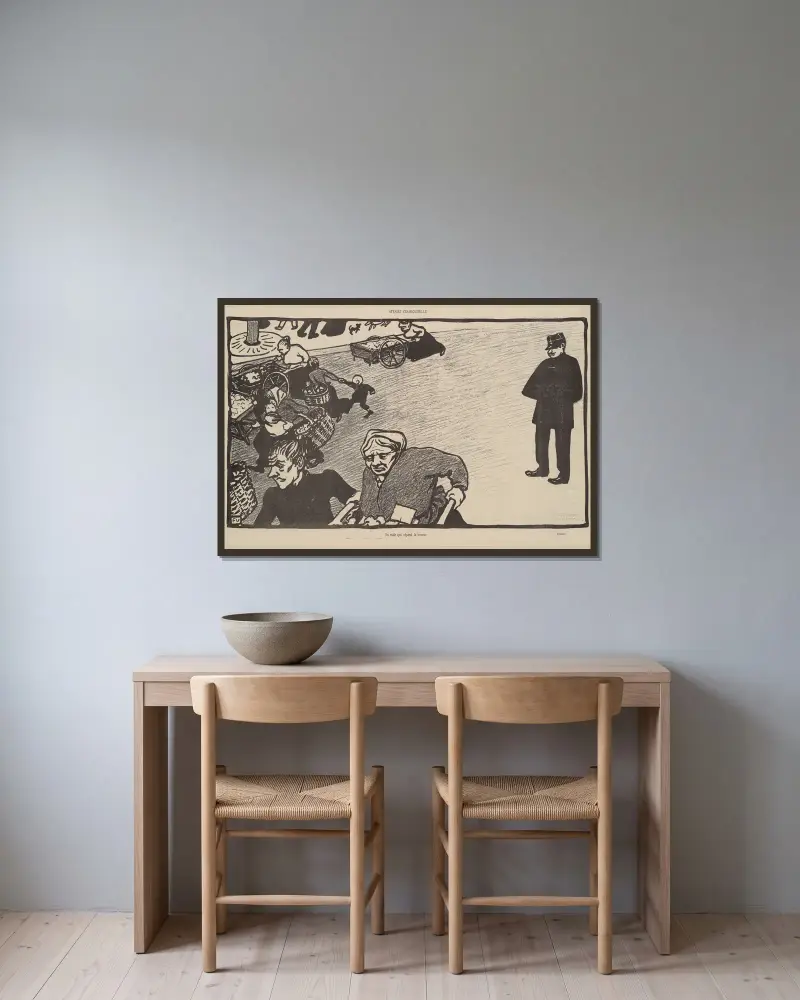 Affäre Crainquebille von Félix Vallotton gerahmt an einer Wand