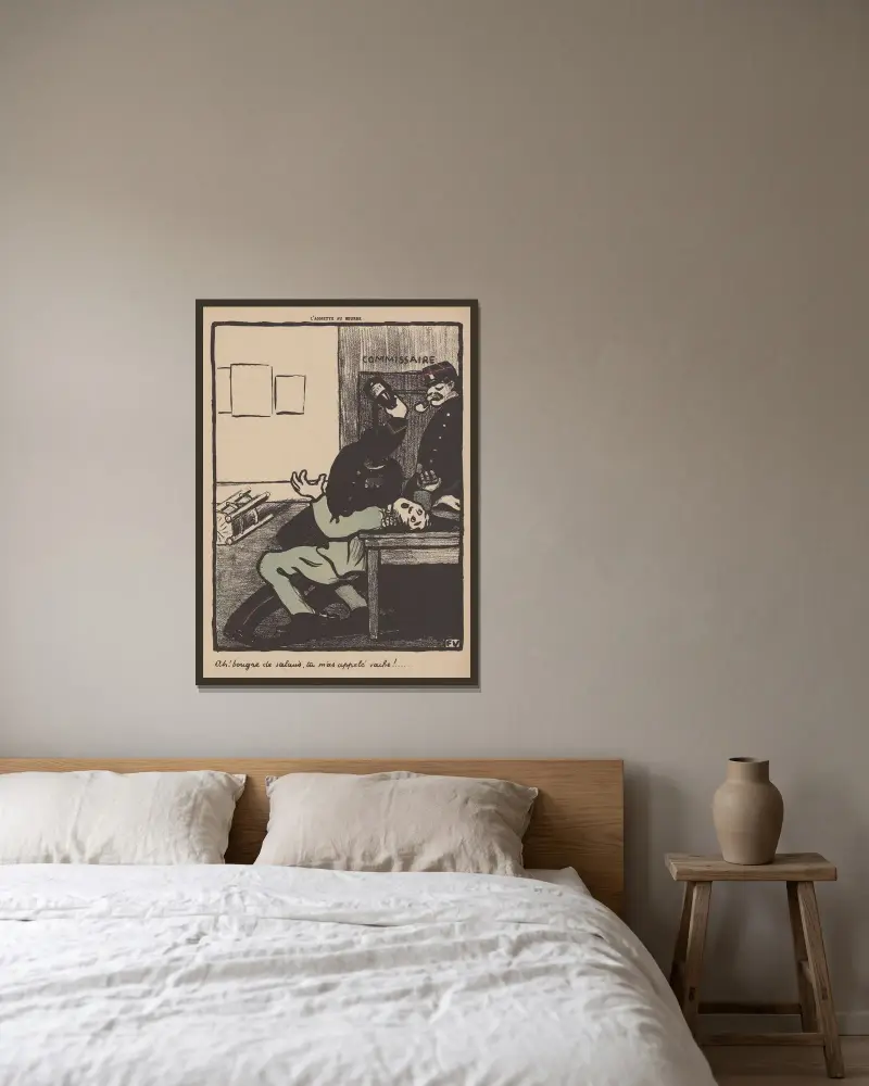 Ah! bougre de salaud, tu m’as appelé vache! av Félix Vallotton inramad på en vägg