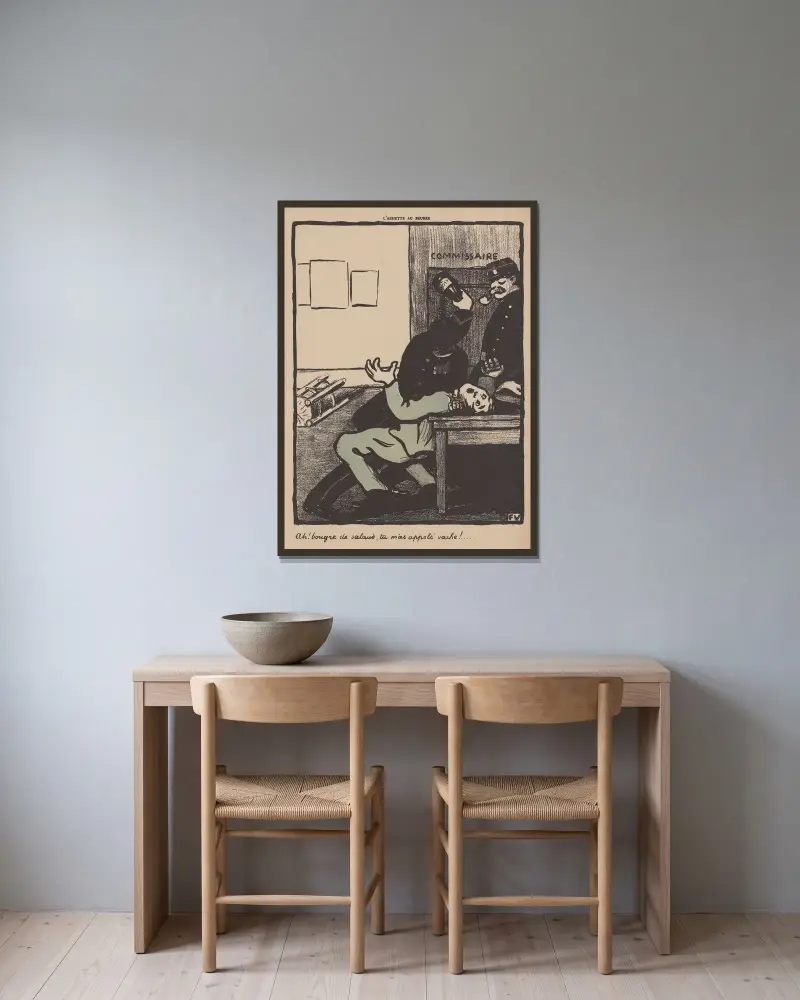 Ah! bougre de salaud, tu m’as appelé vache! av Félix Vallotton inramad på en vägg
