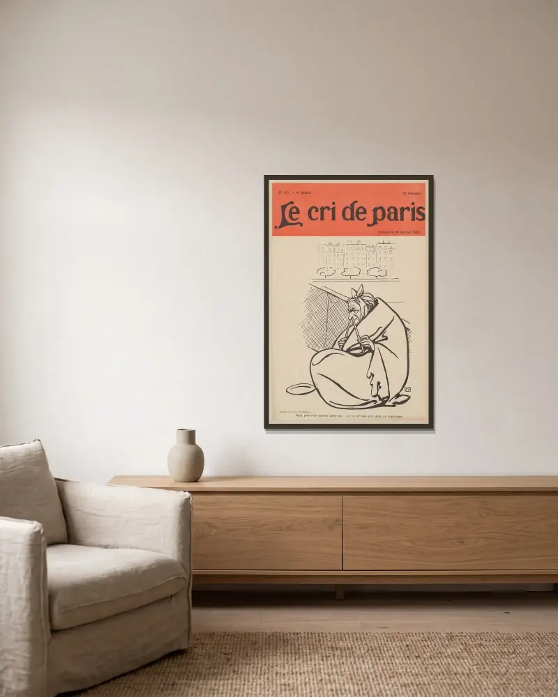 Ayez pitié d’un pauvre poète qui eu le cerveau pris dans un engrenage av Félix Vallotton inramad på en vägg