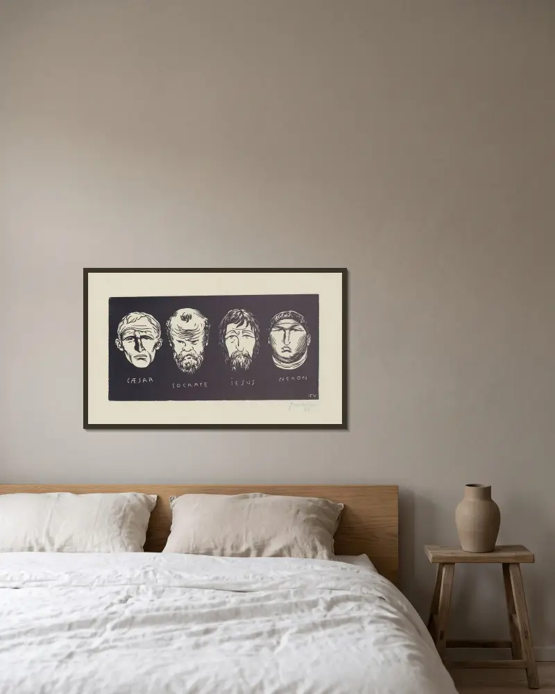 Caesar, Socrate, Iesus, Neron, Félix Vallotton v rámu na stěně