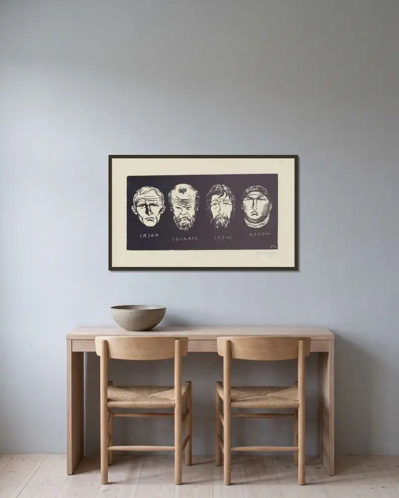 Caesar, Socrate, Iesus, Neron, Félix Vallotton v rámu na stěně