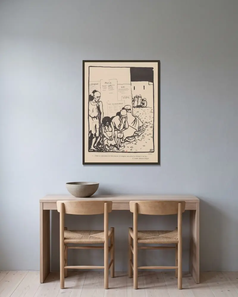…Dem Strahlen der französischen Seele nachgebend,… von Félix Vallotton gerahmt an einer Wand