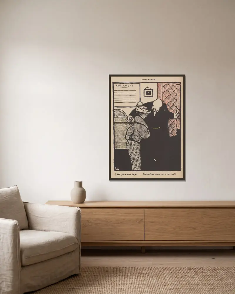 C’est pour votre papa… Passez donc dans mon cabinet av Félix Vallotton inramad på en vägg