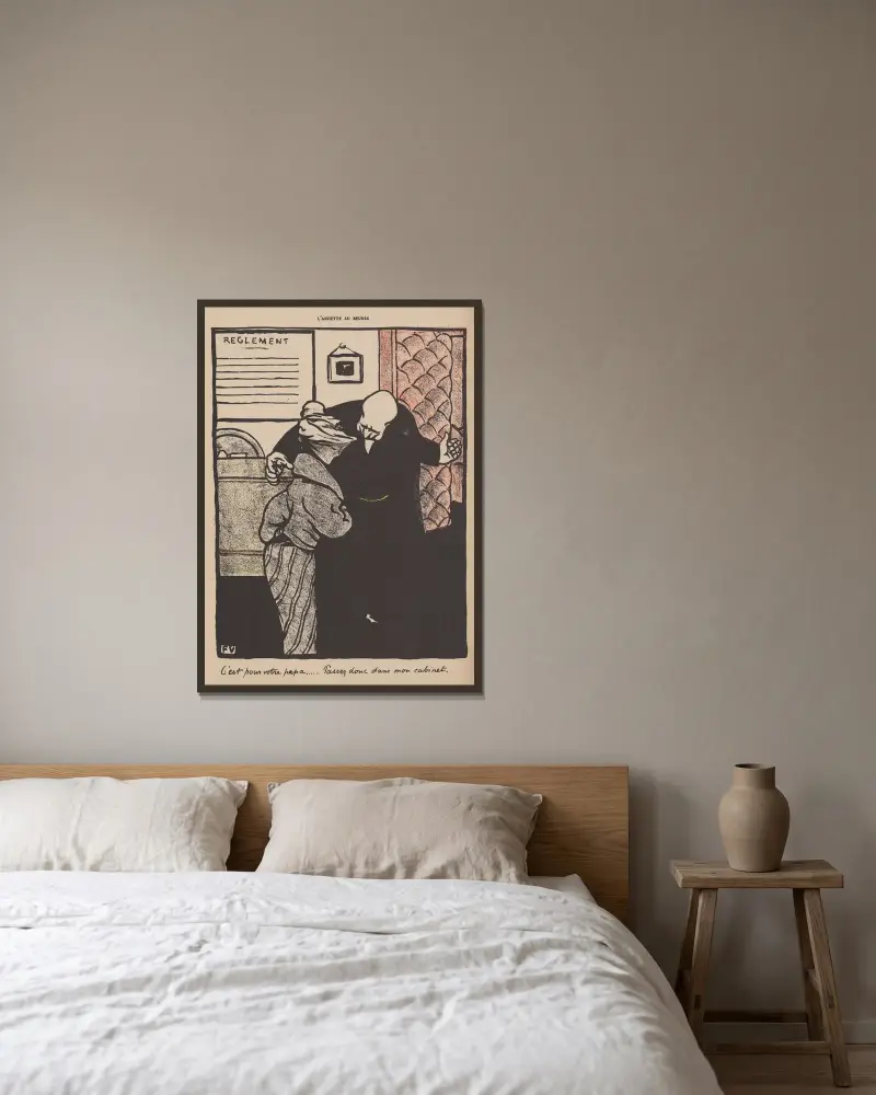 C’est pour votre papa… Passez donc dans mon cabinet av Félix Vallotton inramad på en vägg
