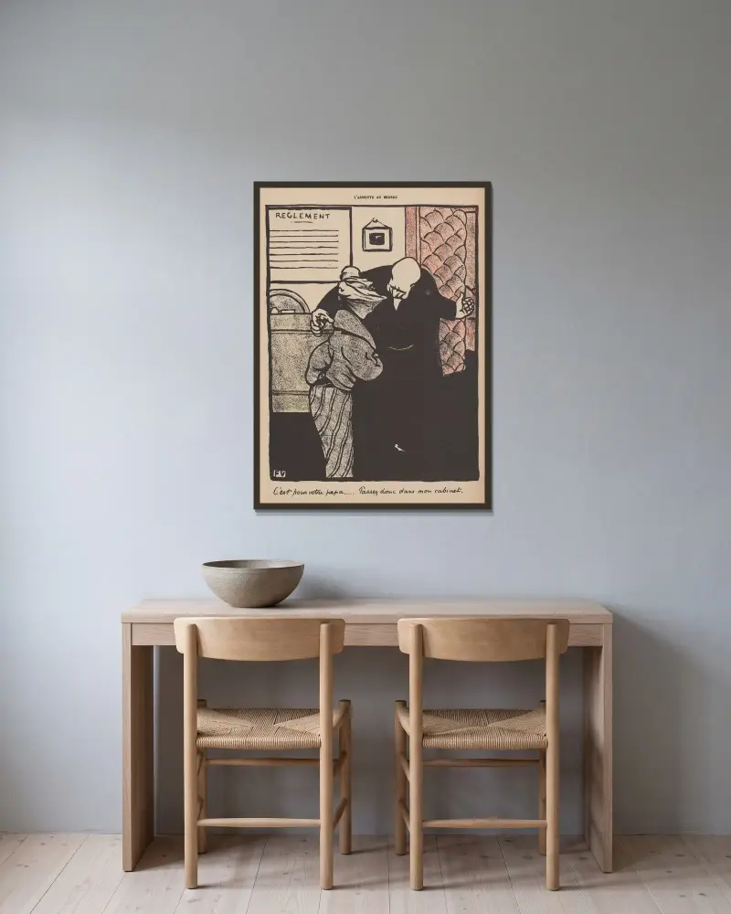C’est pour votre papa… Passez donc dans mon cabinet av Félix Vallotton inramad på en vägg