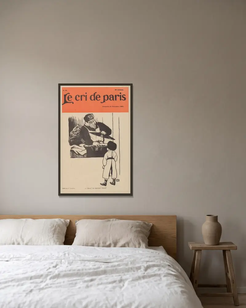 Chaud! les marrons! Chaud! av Félix Vallotton inramad på en vägg