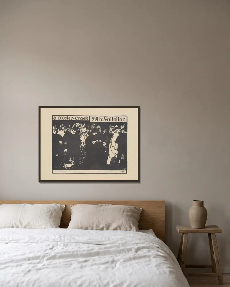 Couverture de l’ouvrage de J. Meier-Graefe av Félix Vallotton inramad på en vägg