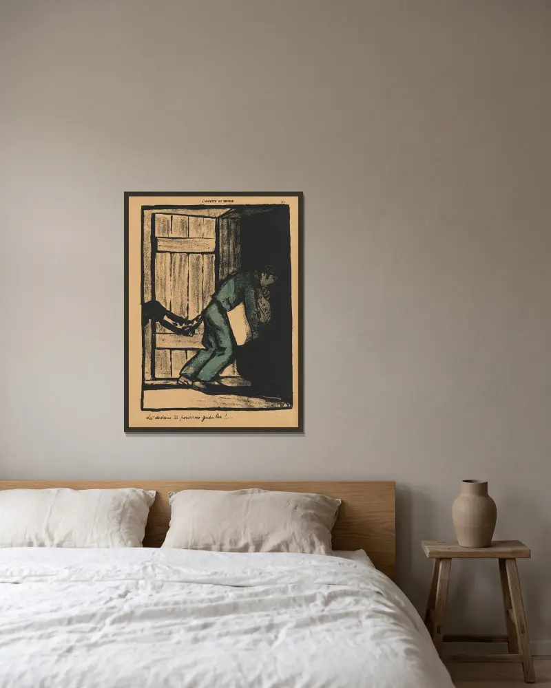 Brott och straff; Du kan vråla… av Félix Vallotton inramad på en vägg