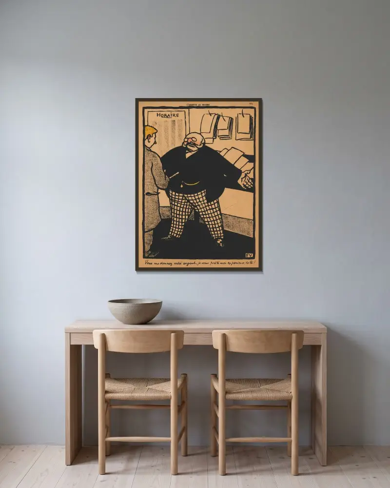 Brott och straff; Du ger mig dina pengar… av Félix Vallotton inramad på en vägg