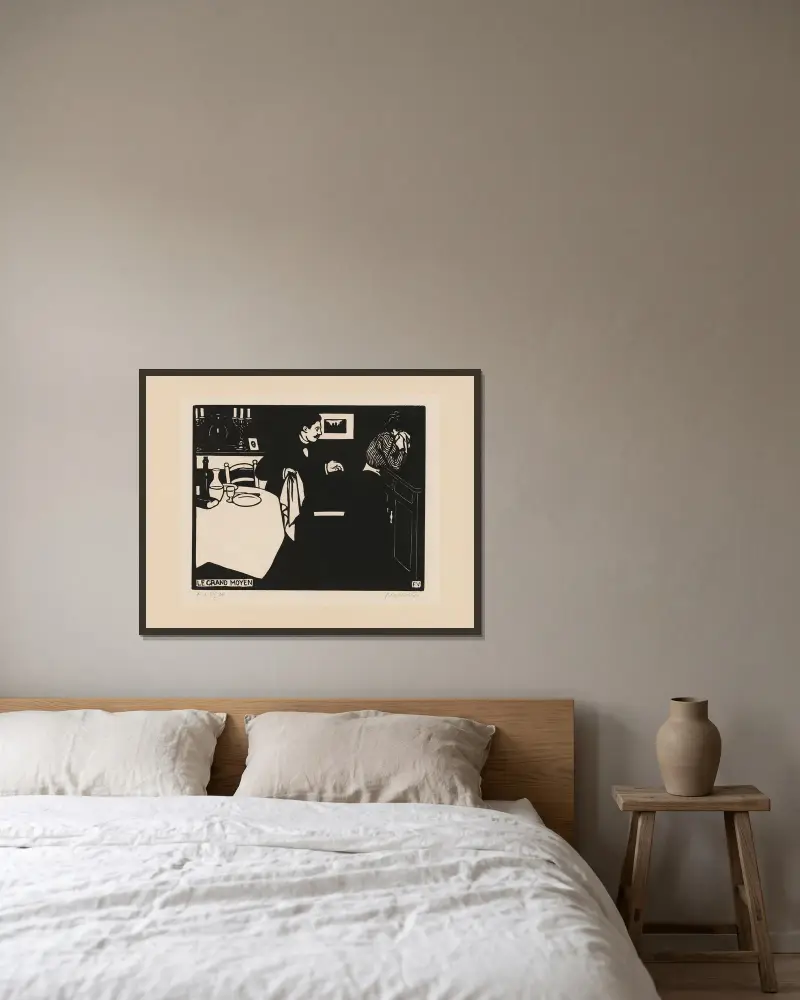 Äußerstes Mittel (Le grand moyen) von Félix Vallotton gerahmt an einer Wand