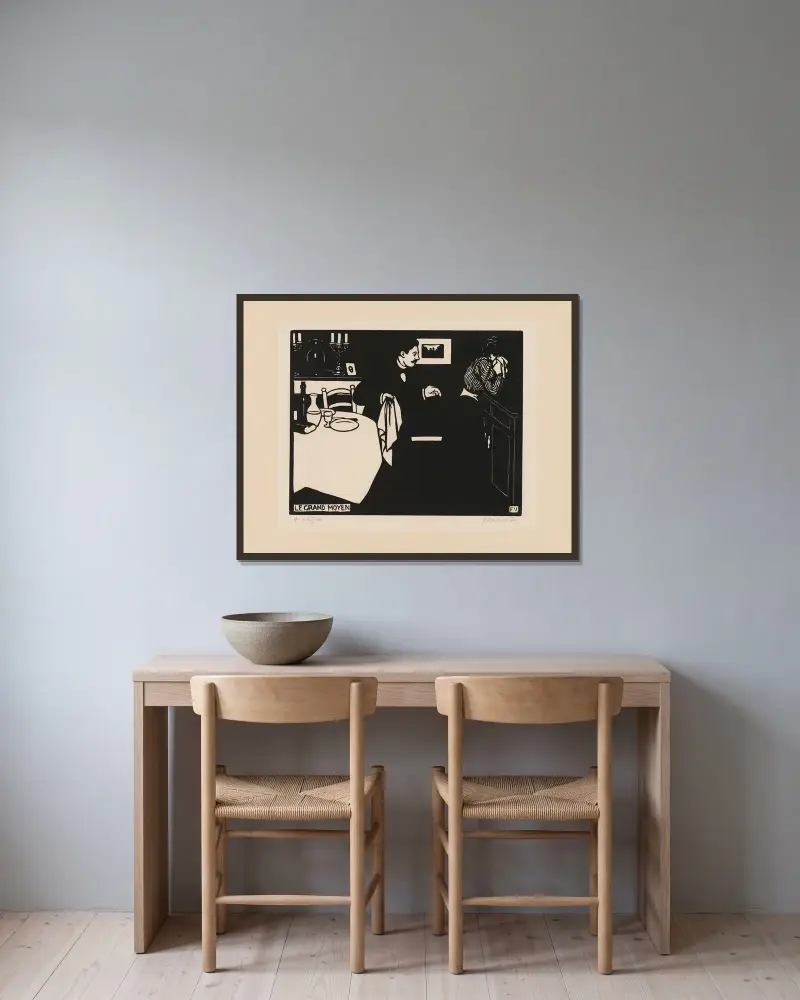 Äußerstes Mittel (Le grand moyen) von Félix Vallotton gerahmt an einer Wand
