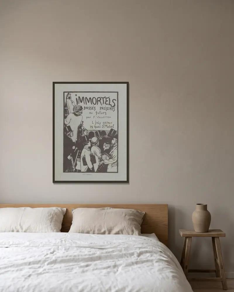 Immortels passés présents ou futurs – page de titre av Félix Vallotton inramad på en vägg