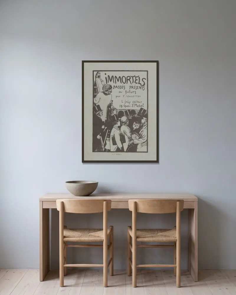 Immortels passés présents ou futurs – page de titre av Félix Vallotton inramad på en vägg