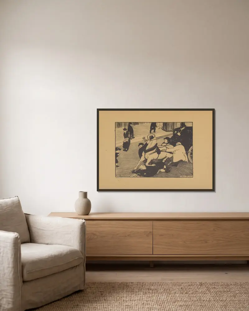 Der Unfall von Félix Vallotton gerahmt an einer Wand