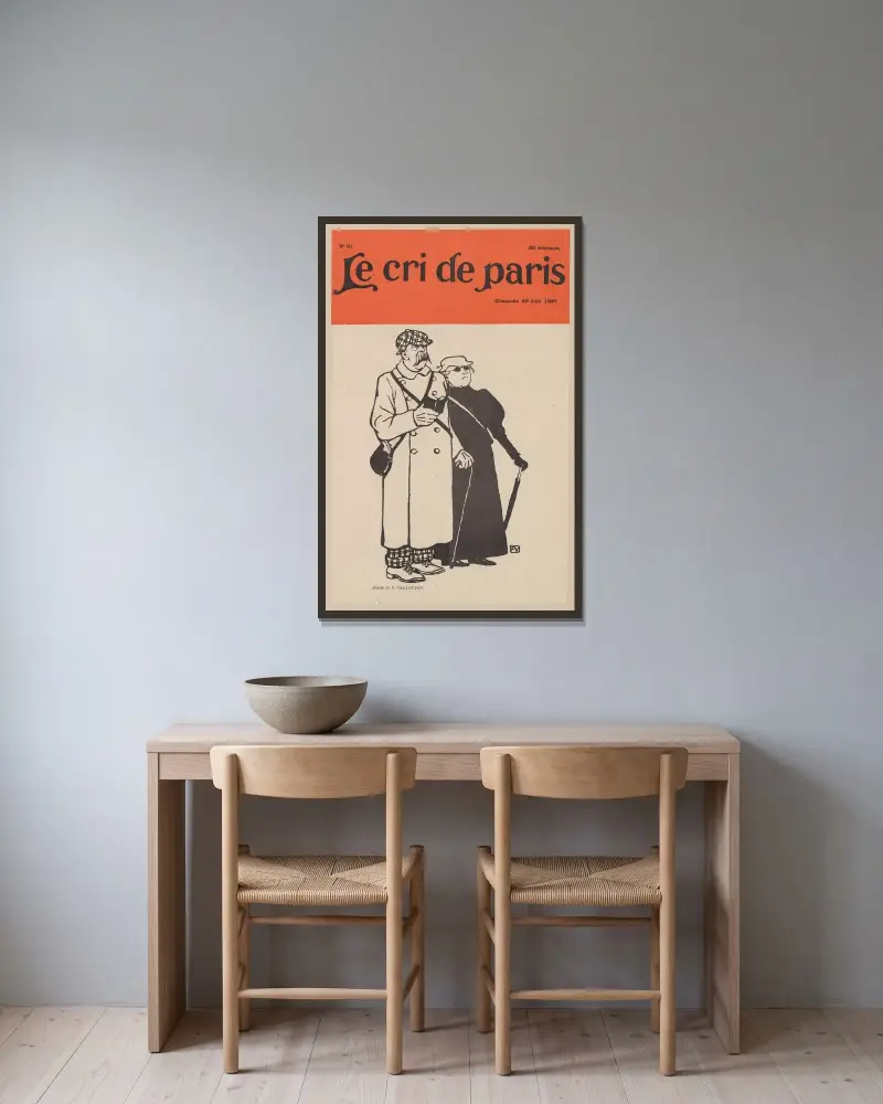 Le Cri de Paris – Dimanche 20 juin 1897 av Félix Vallotton inramad på en vägg