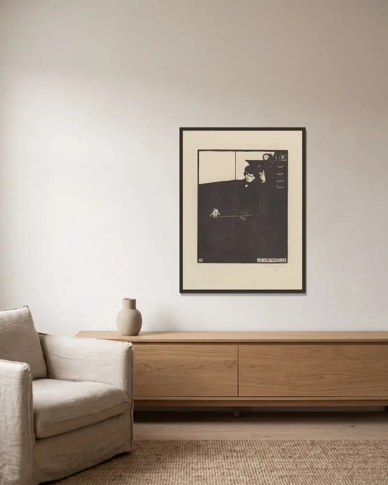 Das Cello von Félix Vallotton gerahmt an einer Wand