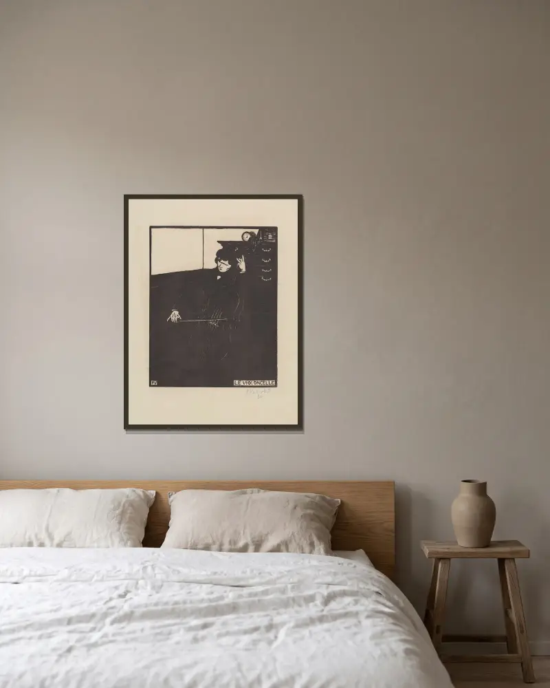 Das Cello von Félix Vallotton gerahmt an einer Wand