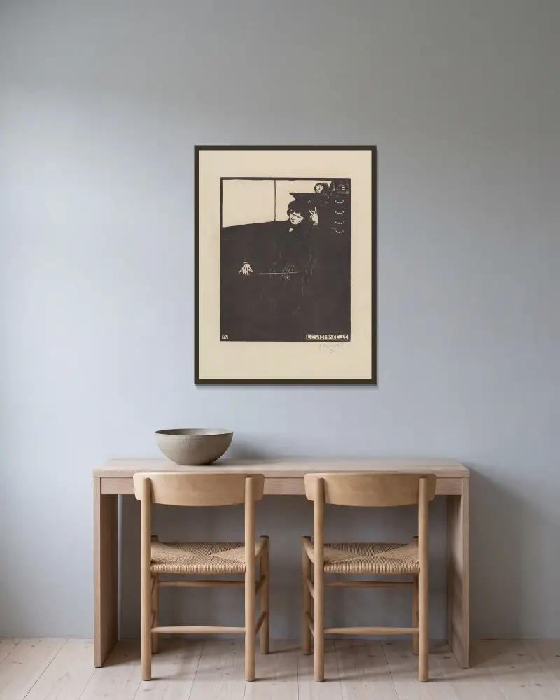 Das Cello von Félix Vallotton gerahmt an einer Wand