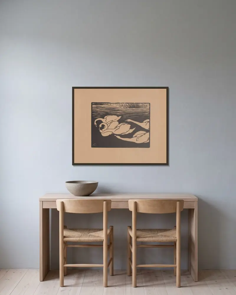Die Schwäne von Félix Vallotton gerahmt an einer Wand