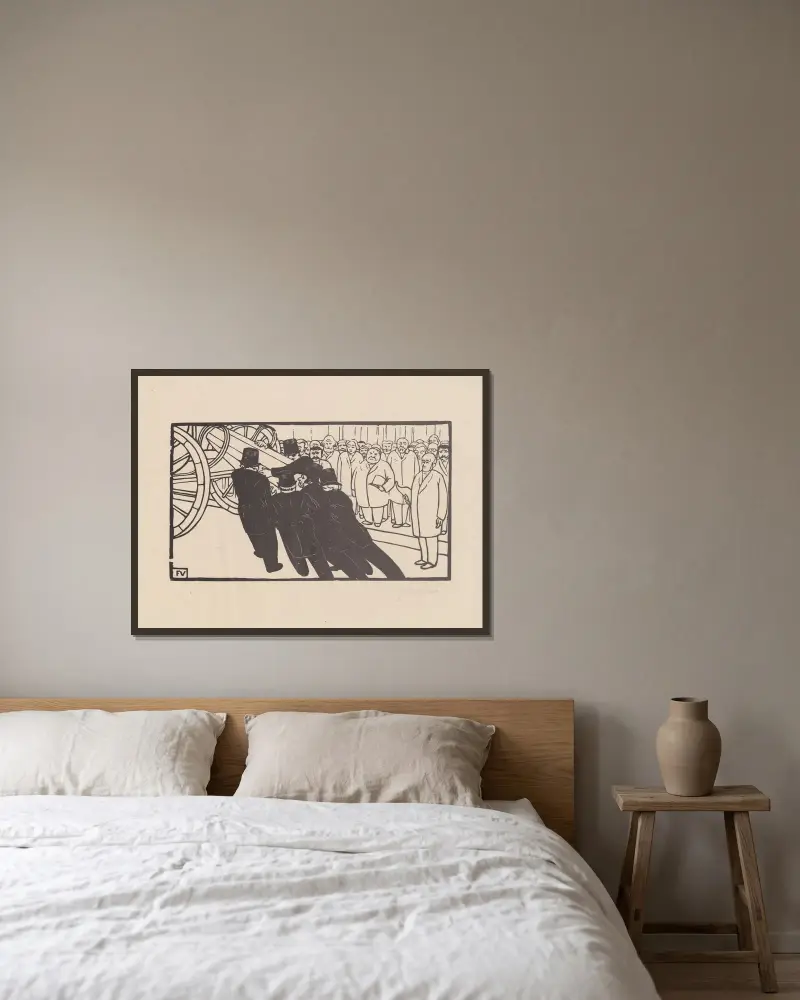 Les nécrophores av Félix Vallotton inramad på en vägg