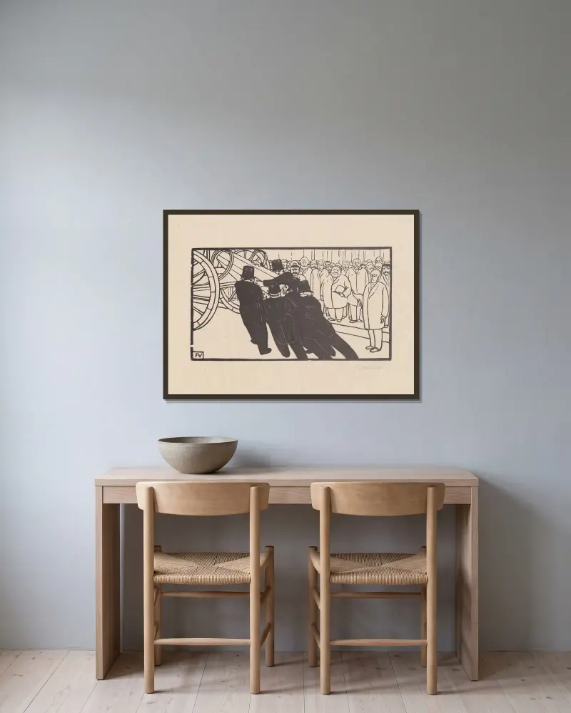 Les nécrophores av Félix Vallotton inramad på en vägg