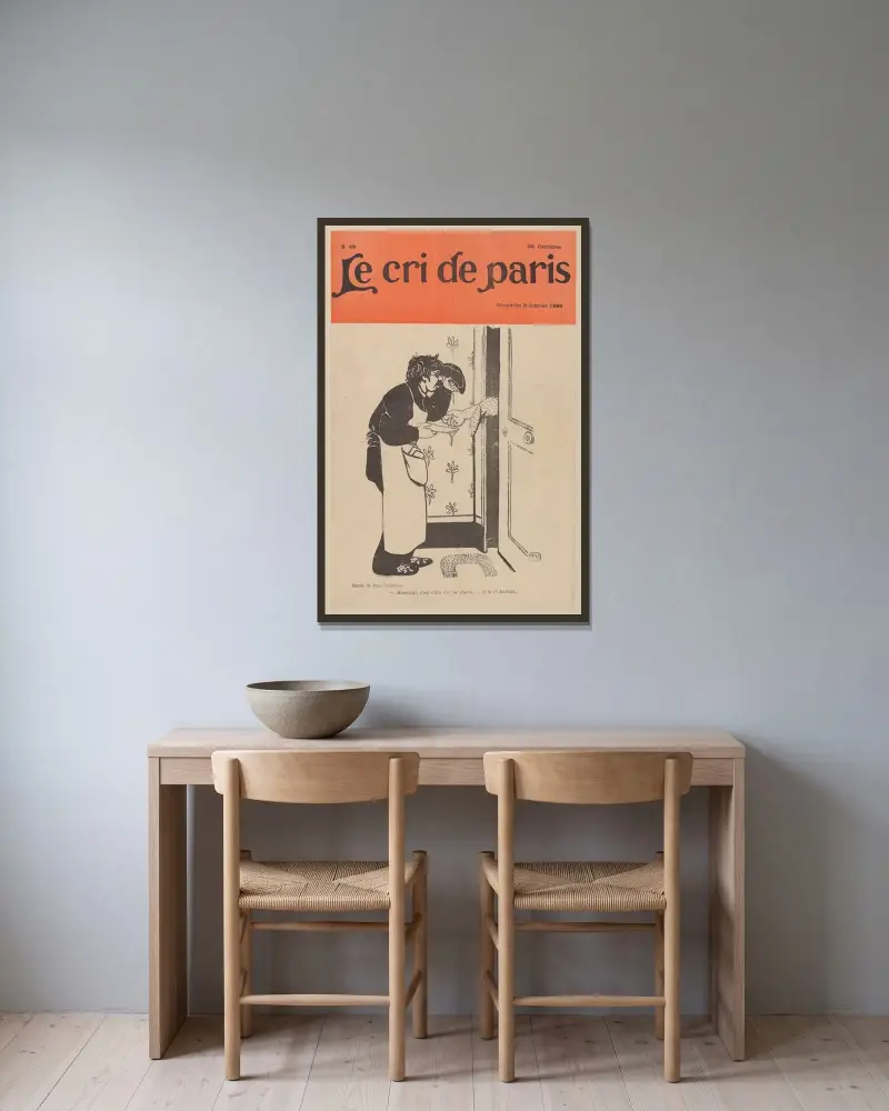 Monsieur, c’est votre Cri de Paris… et le l Janvier av Félix Vallotton inramad på en vägg