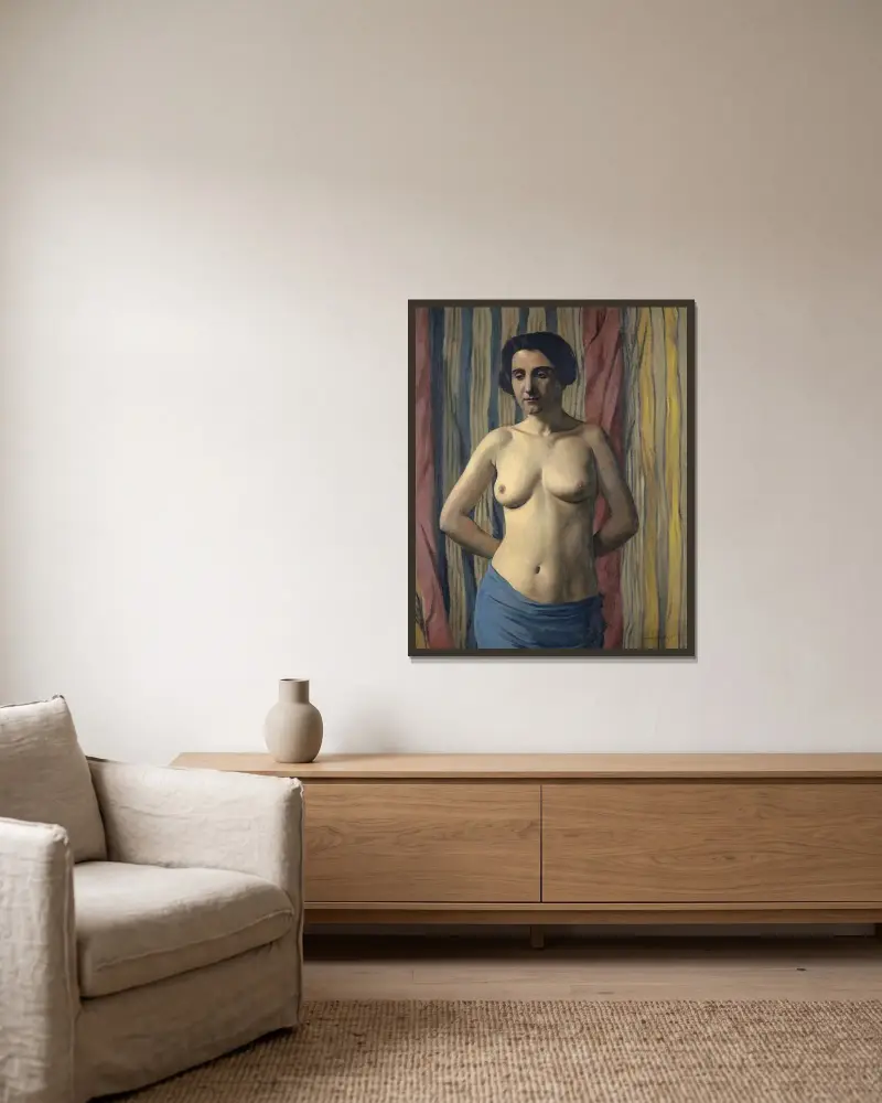 Nude with Blue Sash av Félix Vallotton inramad på en vägg