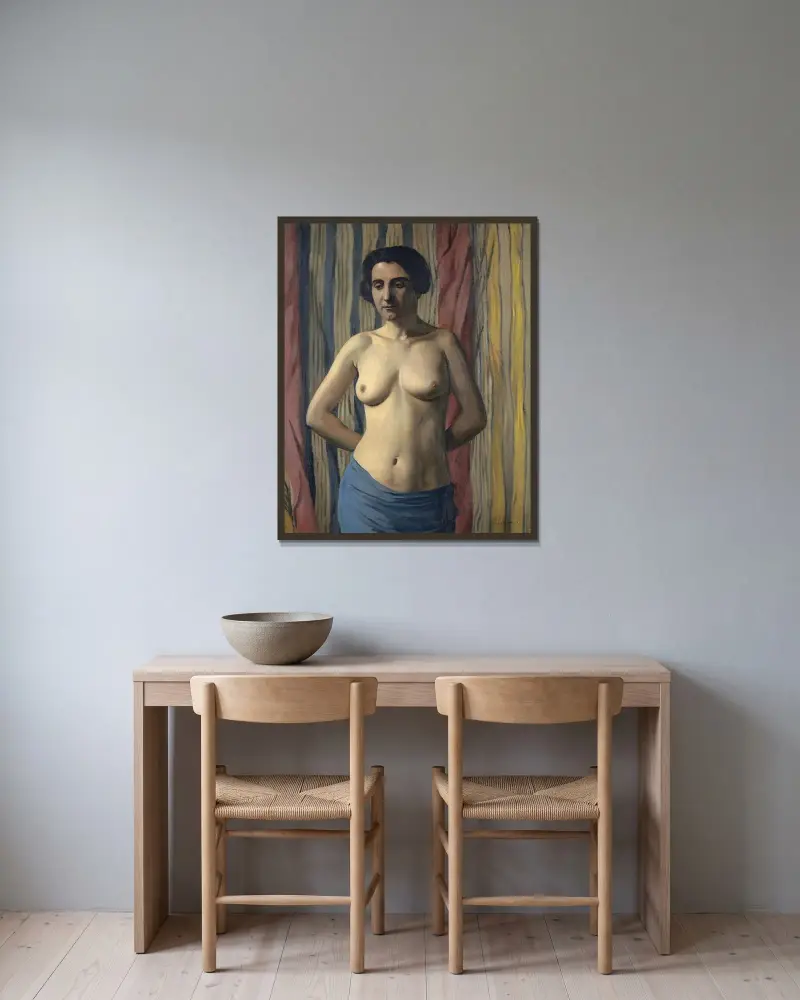 Nude with Blue Sash av Félix Vallotton inramad på en vägg