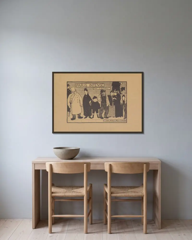 Paris intense – page de titre av Félix Vallotton inramad på en vägg