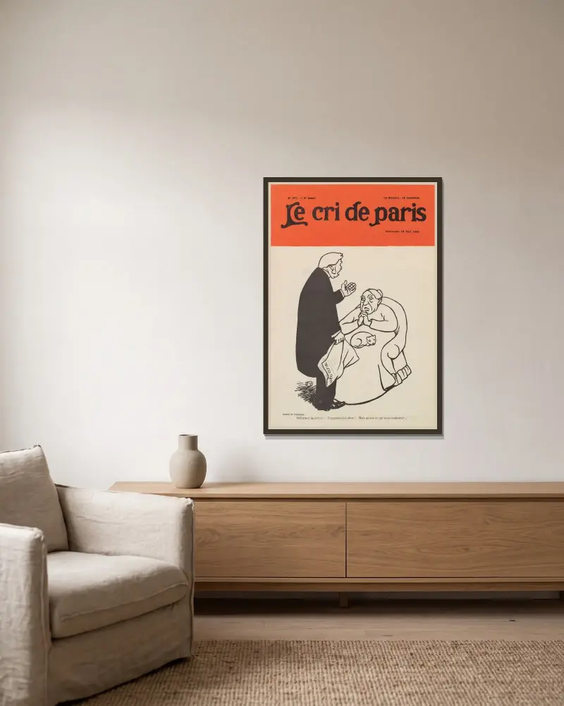 Reformer la justice!… Supprimer les abus!… Mais qu’est-ce qui nous resterait… av Félix Vallotton inramad på en vägg