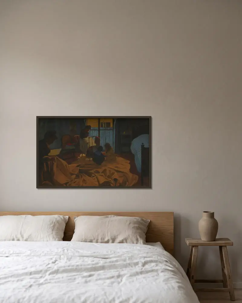 The Laundress, Blue Room av Félix Vallotton inramad på en vägg