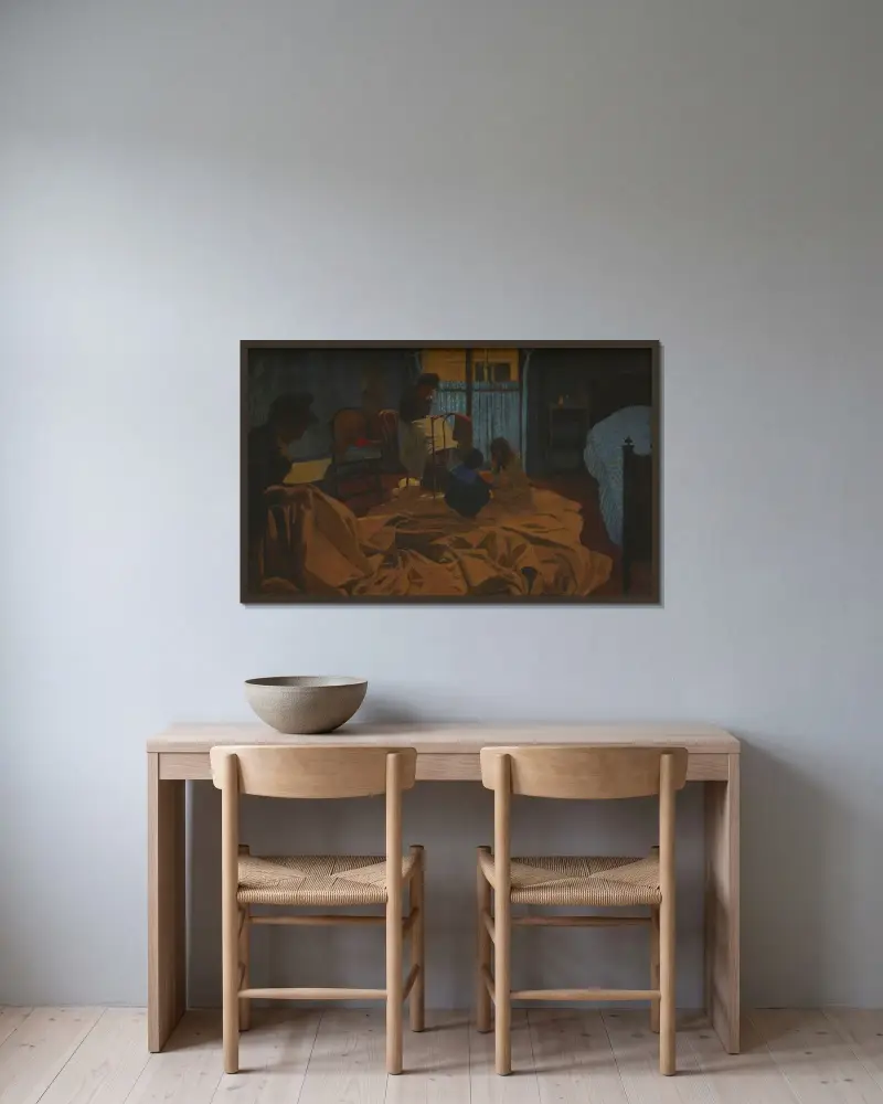 The Laundress, Blue Room av Félix Vallotton inramad på en vägg