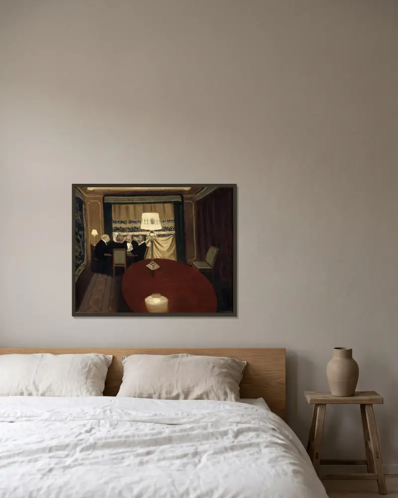 The Poker Game av Félix Vallotton inramad på en vägg