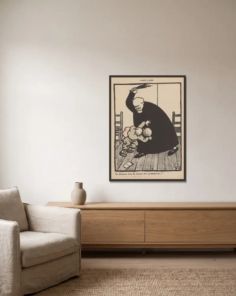 Tu finiras par le savoir ton catéchisme! av Félix Vallotton inramad på en vägg