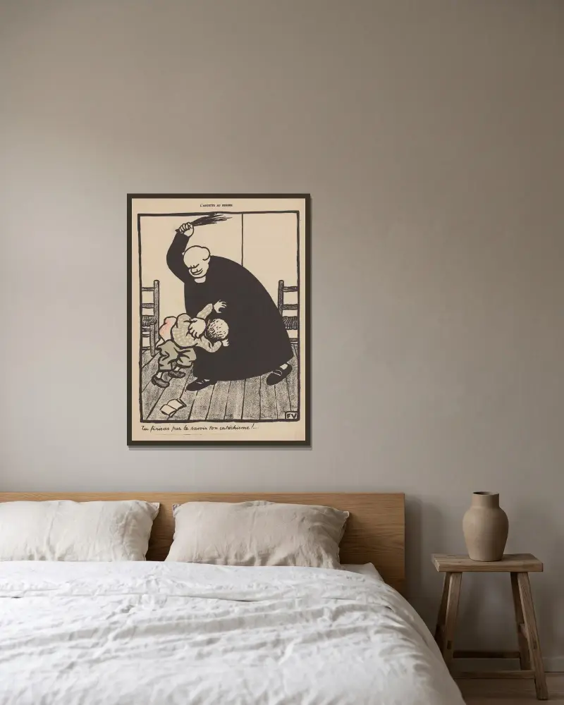 Tu finiras par le savoir ton catéchisme! av Félix Vallotton inramad på en vägg